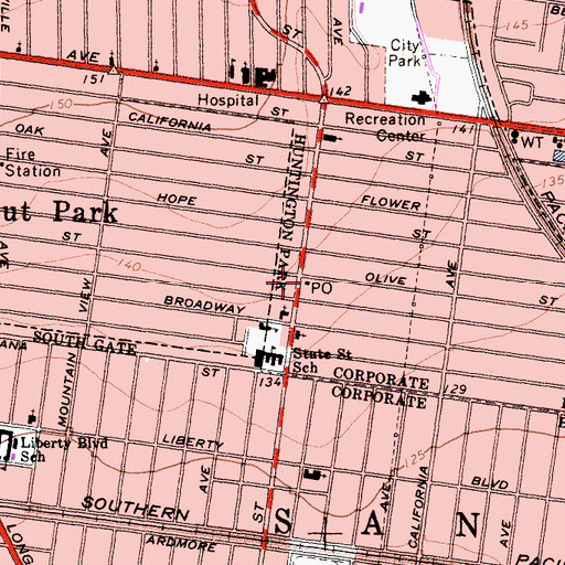 Topographic Map of State Street Post Office, CA