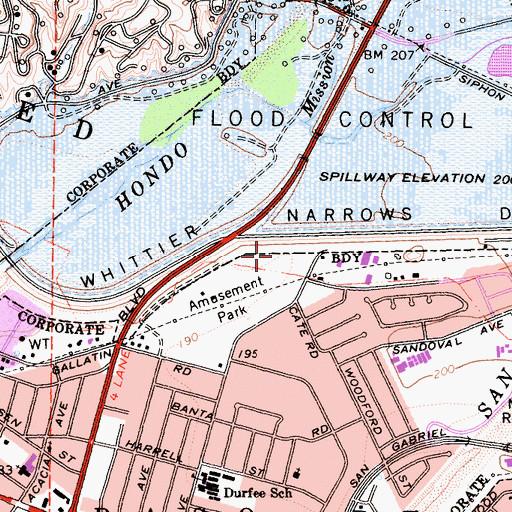 Topographic Map of Streamland Park, CA