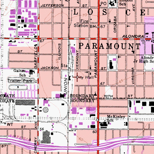 Topographic Map of Suburban Medical Center of Promise Hospital, CA