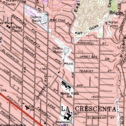 Topographic Map of Two Strike Park, CA