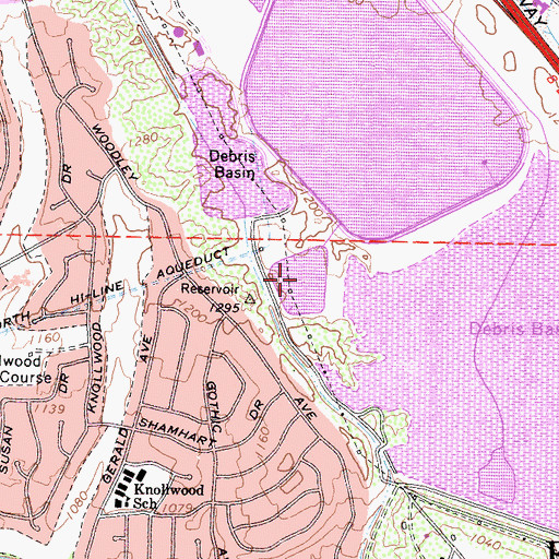 Topographic Map of Van Norman Bypass Reservoir, CA