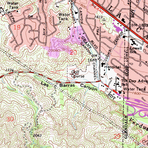 Topographic Map of Verdugo Hills Golf Course, CA