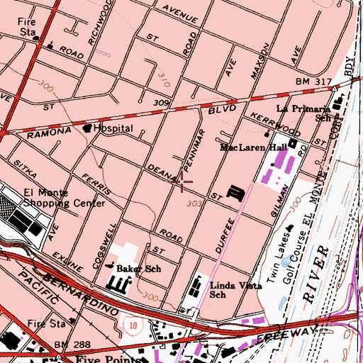 Topographic Map of Zamora Park, CA