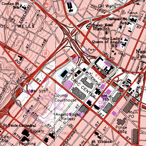 Topographic Map of Ahmanson Theatre, CA
