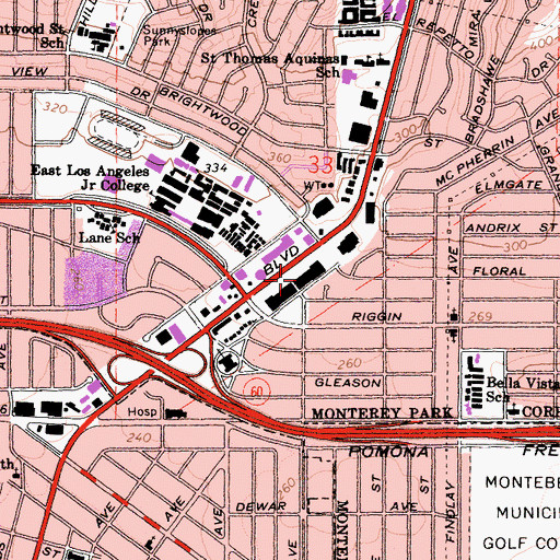 Topographic Map of Atlantic Square Shopping Center, CA