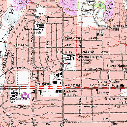 Topographic Map of Barlow Villa, CA