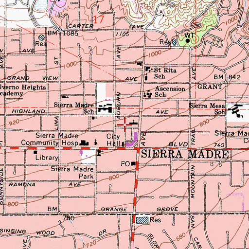 Topographic Map of Bethany Church, CA