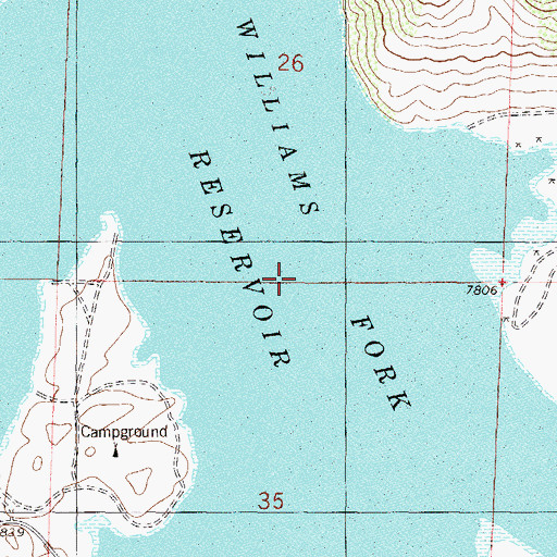 Topographic Map of Williams Fork Reservoir, CO