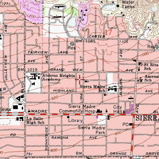 Topographic Map of Church of Christ, CA