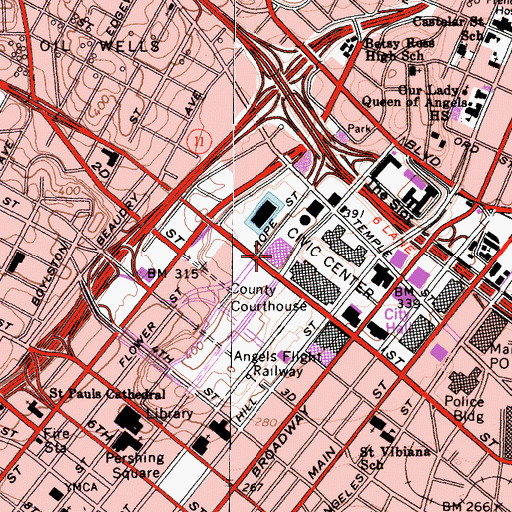 Topographic Map of Dorothy Chandler Pavilion, CA