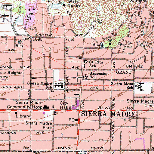Topographic Map of Episcopal Church of the Ascension, CA