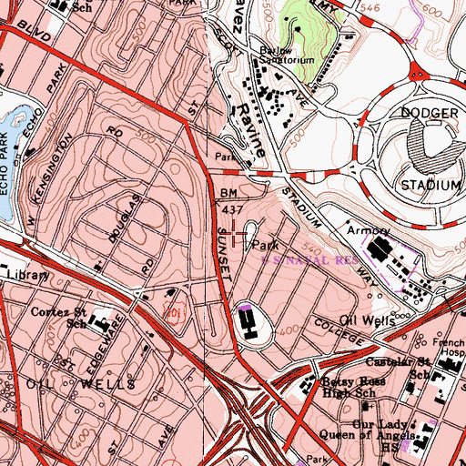 Topographic Map of Everett Park, CA