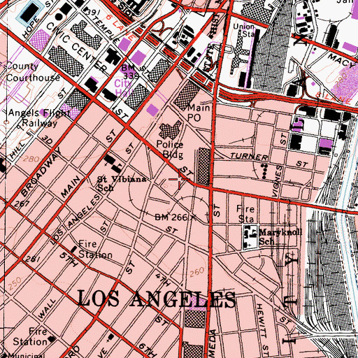 Topographic Map of Japanese American National Museum, CA