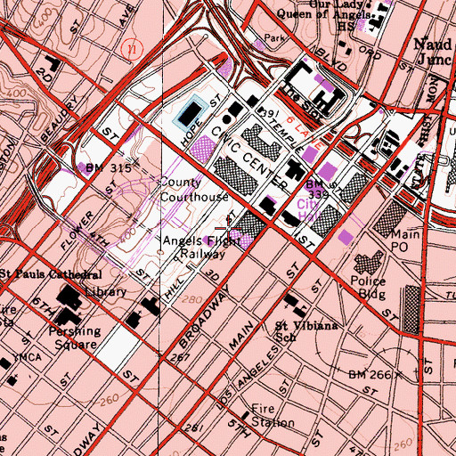 Topographic Map of Junipero Serra Building, CA