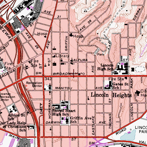 Topographic Map of Lincoln Post Office, CA