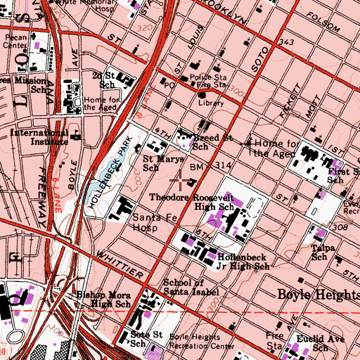 Topographic Map of Promise Hospital of East Los Angeles Campus, CA