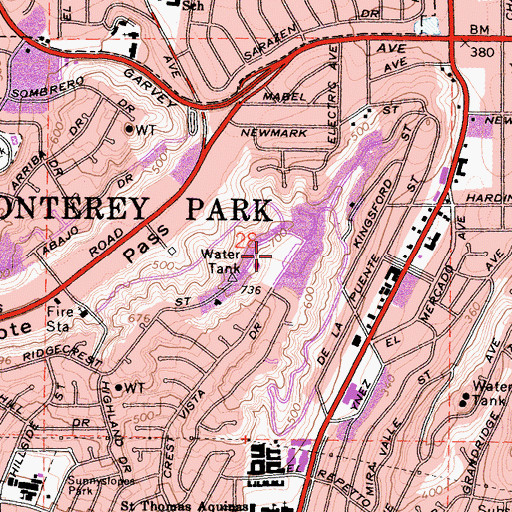 Topographic Map of Sequoia Park, CA