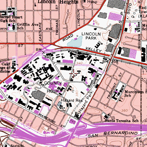 Topographic Map of University of Southern California University Hospital, CA