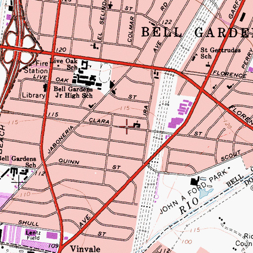 Topographic Map of First Assembly of God Church, CA