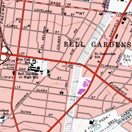 Topographic Map of First Baptist Church, CA