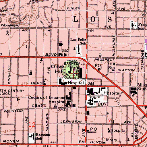 Topographic Map of Barnsdall Square Shopping Center, CA
