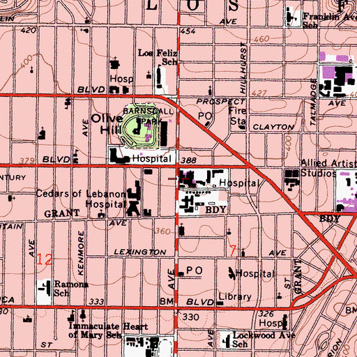 Topographic Map of Childrens Hospital of Los Angeles, CA