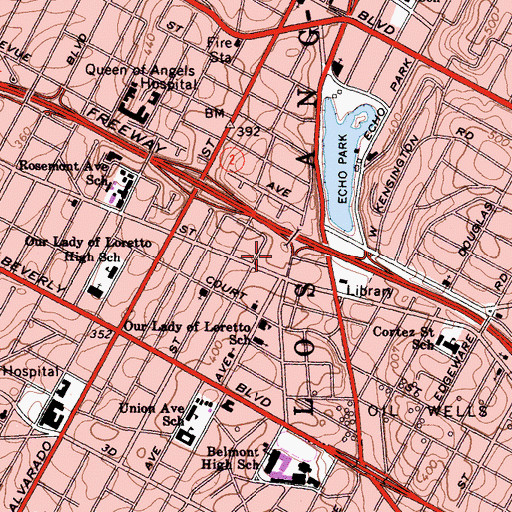 Topographic Map of Cigna Hospital of Los Angeles, CA