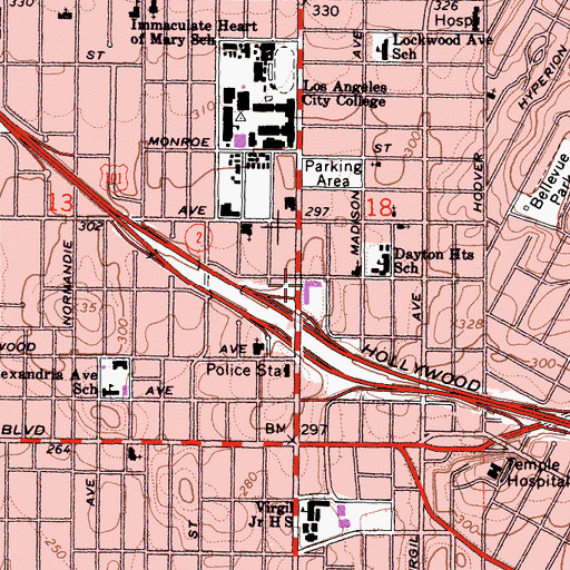 Topographic Map of Cleveland Chiropractic College of Los Angeles, CA