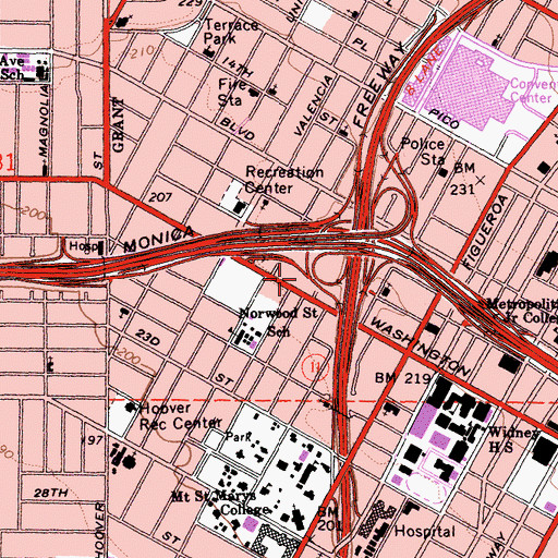 Topographic Map of Del Valle Post Office, CA