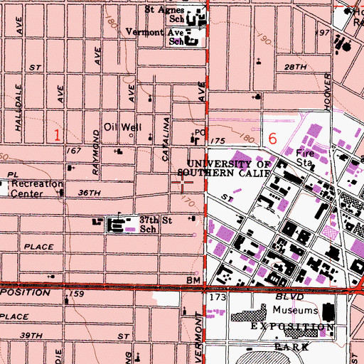 Topographic Map of Dockweiler Post Office, CA
