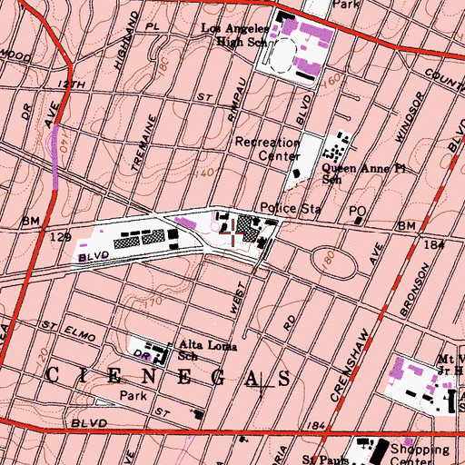 Topographic Map of Eleanor Green Roberts Aquatic Center, CA