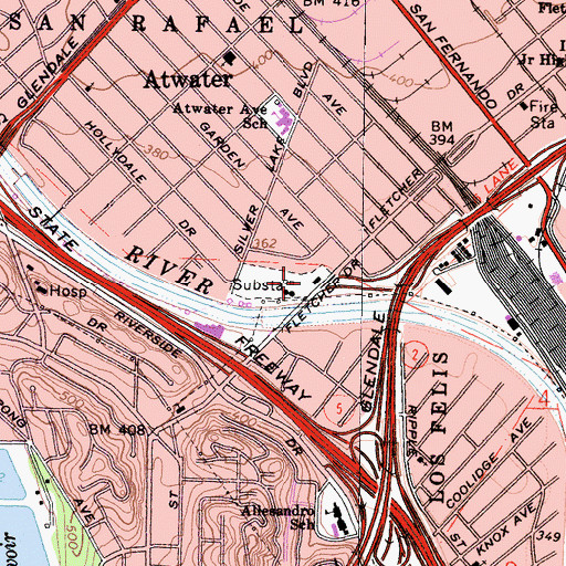 Topographic Map of Glenhurst Park, CA