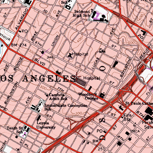 Topographic Map of Good Samaritan Hospital, CA