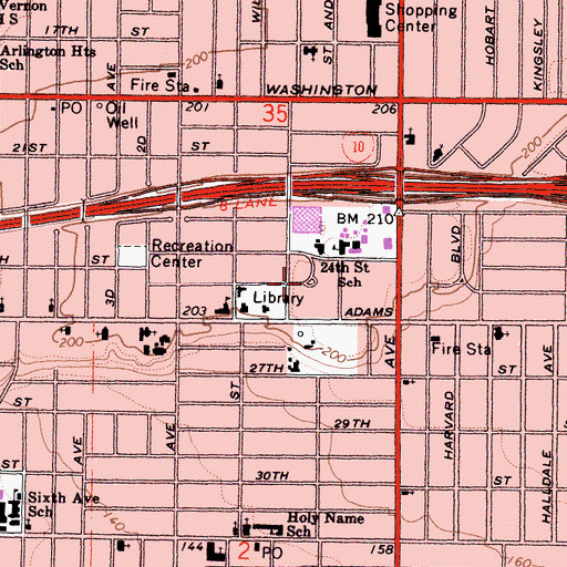 Topographic Map of Gramercy Park, CA