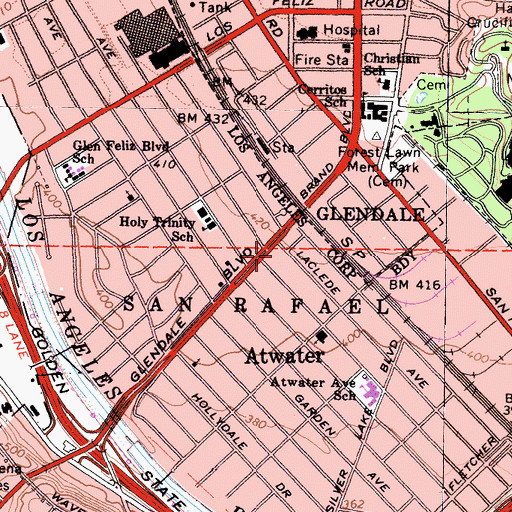 Topographic Map of Griffith Post Office, CA