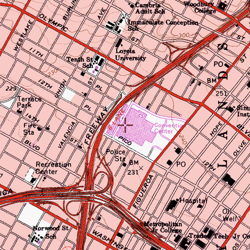 Topographic Map of Los Angeles Convention Center, CA