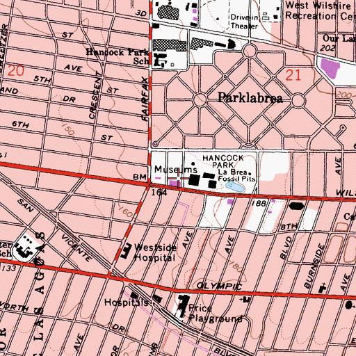 Topographic Map of Los Angeles County Museum of Art, CA