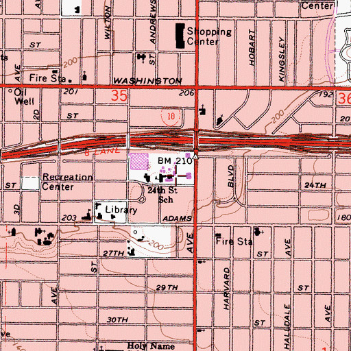 Topographic Map of Los Angeles Metro Medical Center, CA