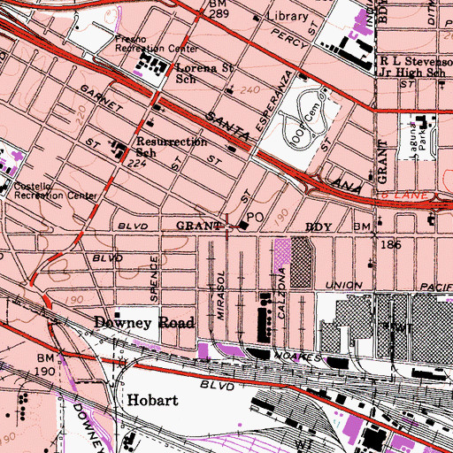 Topographic Map of Lugo Post Office, CA