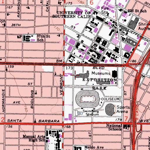 Topographic Map of Natural History Museum of Los Angeles County, CA