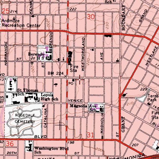 Topographic Map of Pico Heights Post Office, CA