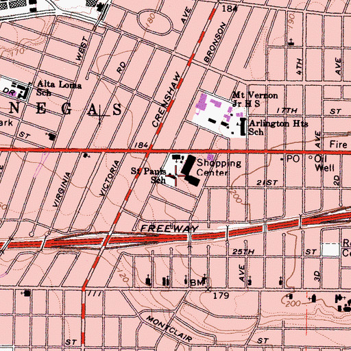 Topographic Map of Rimpau Post Office, CA