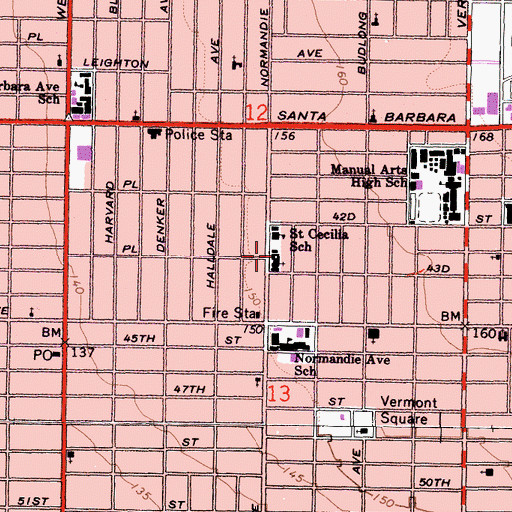 Topographic Map of Saint Cecilias Catholic Church, CA
