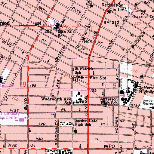 Topographic Map of Saint Patricks Catholic Church, CA