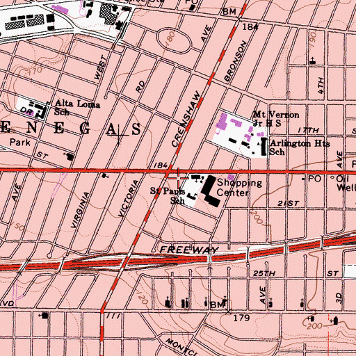 Topographic Map of Saint Pauls Catholic Church, CA