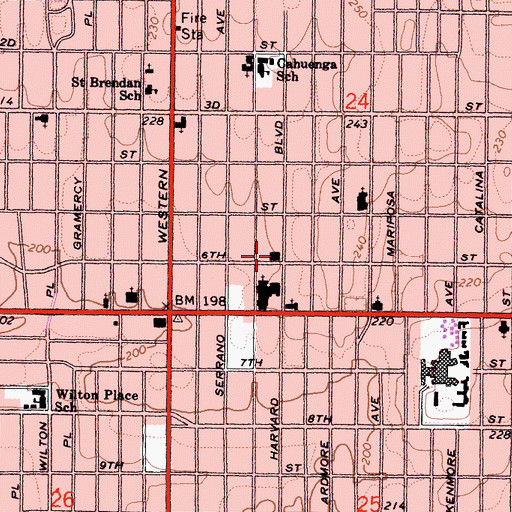 Topographic Map of Sanford Post Office, CA