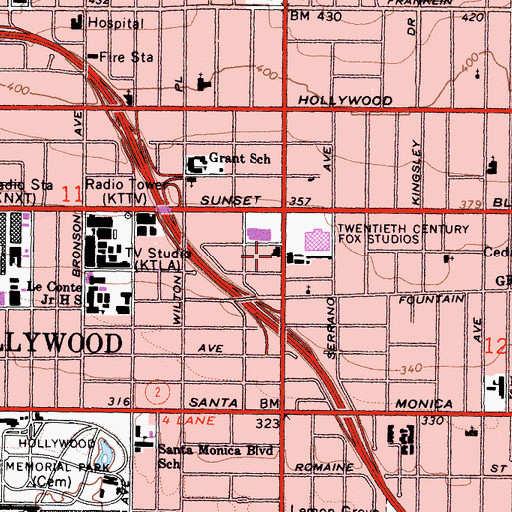 Topographic Map of Santa-Western Station Los Angeles Post Office, CA