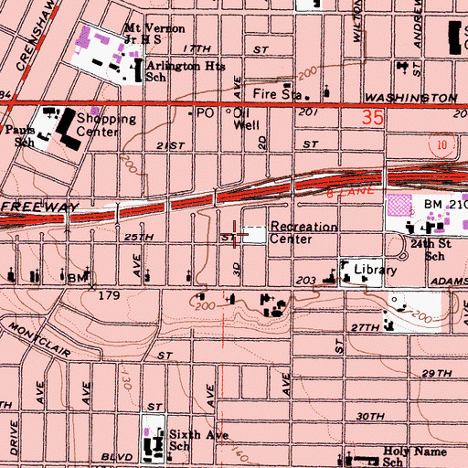 Topographic Map of Second Avenue Park, CA
