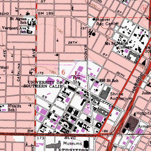 Topographic Map of University Village Shopping Center, CA