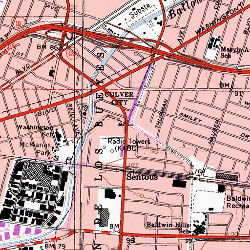 Topographic Map of Westside Park, CA